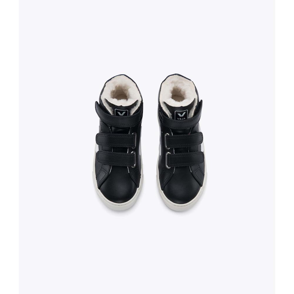 Veja ESPLAR MID FURED LEATHER Kids' Shoes Black | NZ 757PJJ